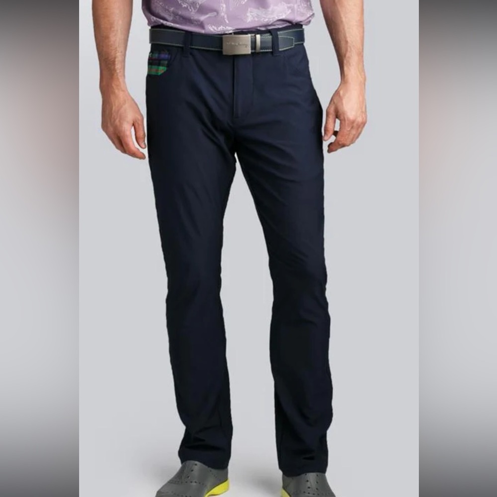 William Murray Mens 40x28 Navy Blue & Green Novacheck Chino Golf‎ Pants